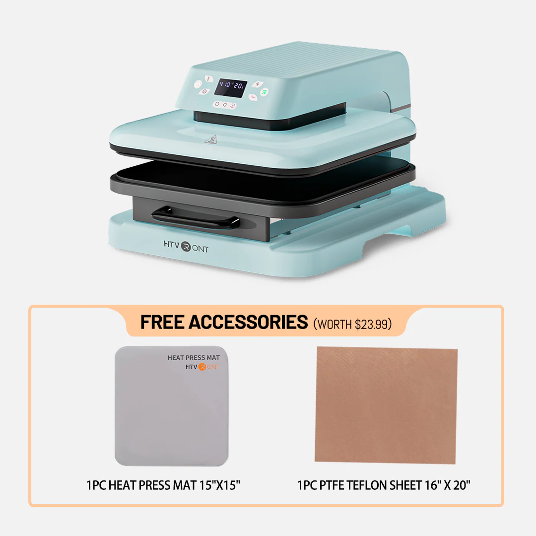 HTVRONT Auto Heat Press Machine for T Shirts 15x15 110V, Starter Kit - Light Blue - Image 11