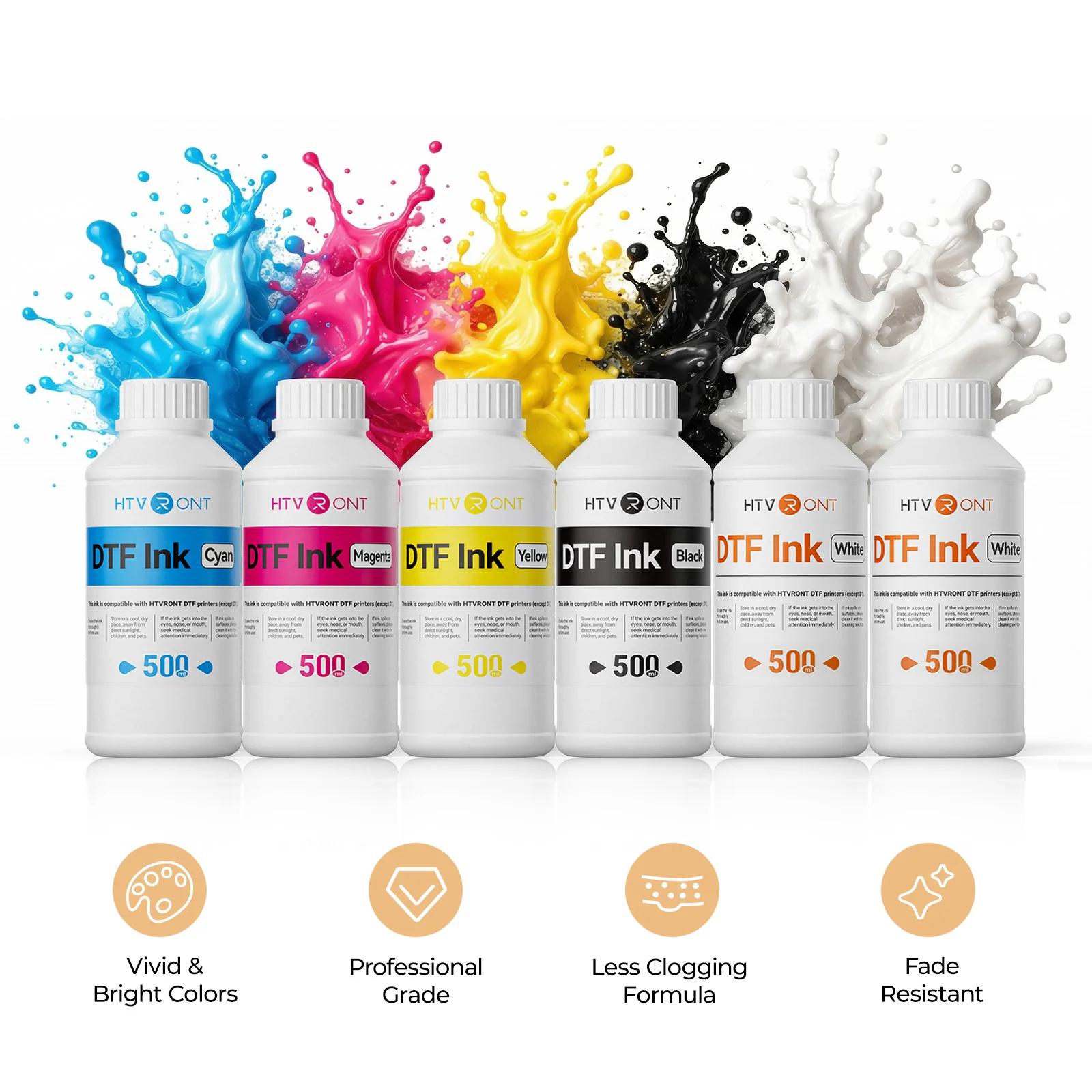 【Pre-Order】【Only D2】HTVRONT D2 DTF Printer Ink Set 500ml*6/1000ml, Shipping By July 30 - Image 3