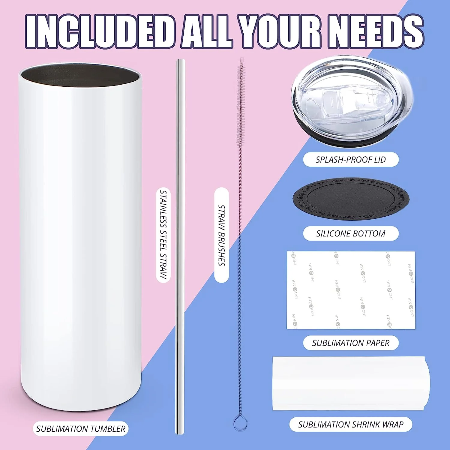 Sublimation Tumbler Blank with Sublimation Paper - Skinny Straight - 20 OZ - Image 5