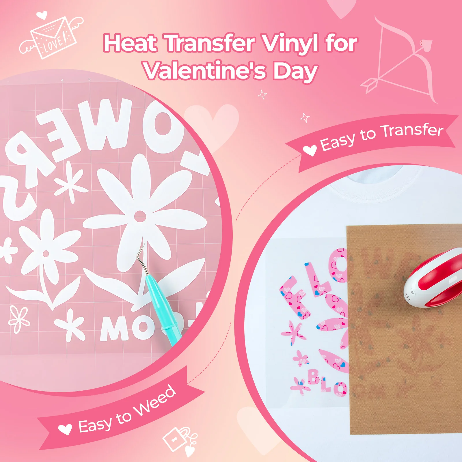 Pink Series Heat Transfer Vinyl - 13 Pack Iron on Patterned HTV - 12 * 10in - Image 3