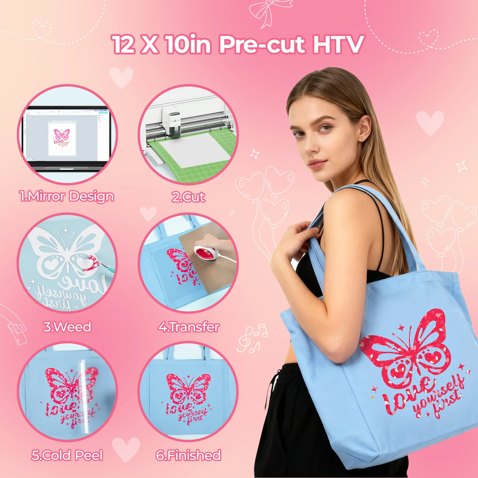 Pink Series Heat Transfer Vinyl - 13 Pack Iron on Patterned HTV - 12 * 10in - Image 5